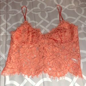 Cute Peachy Lace Crop top size S.